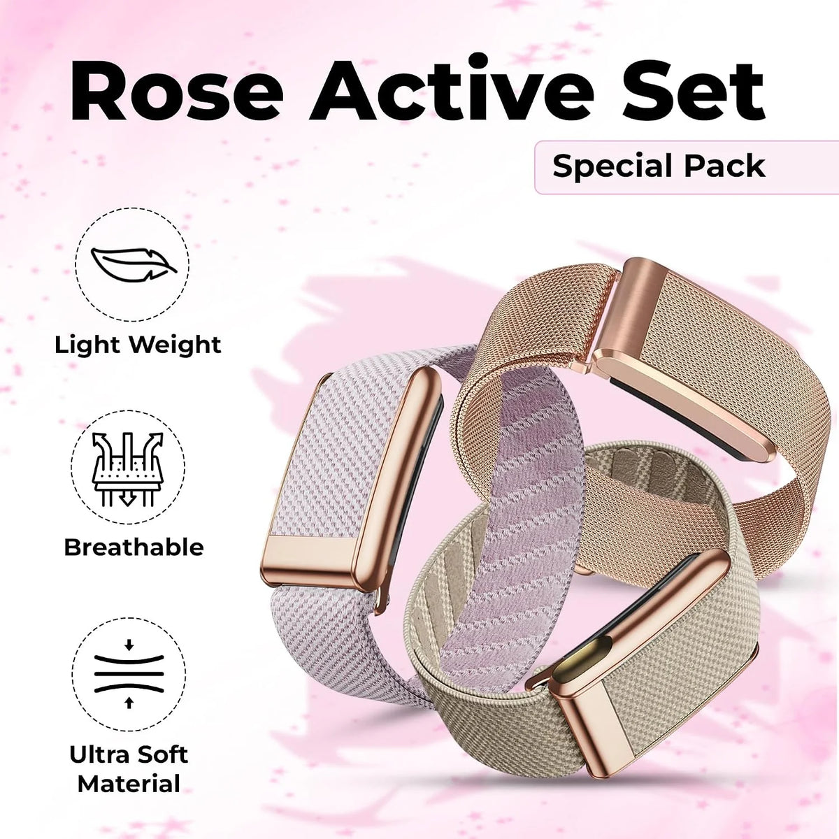 DADO For Her Women WHOOP 5.0 Bands Multi-Pack – 3 Pack Stylish Wrist Straps, Flexible All-Day Comfort with Adjustable Stainless Steel Slider – Designed for Everyday & Active Wear