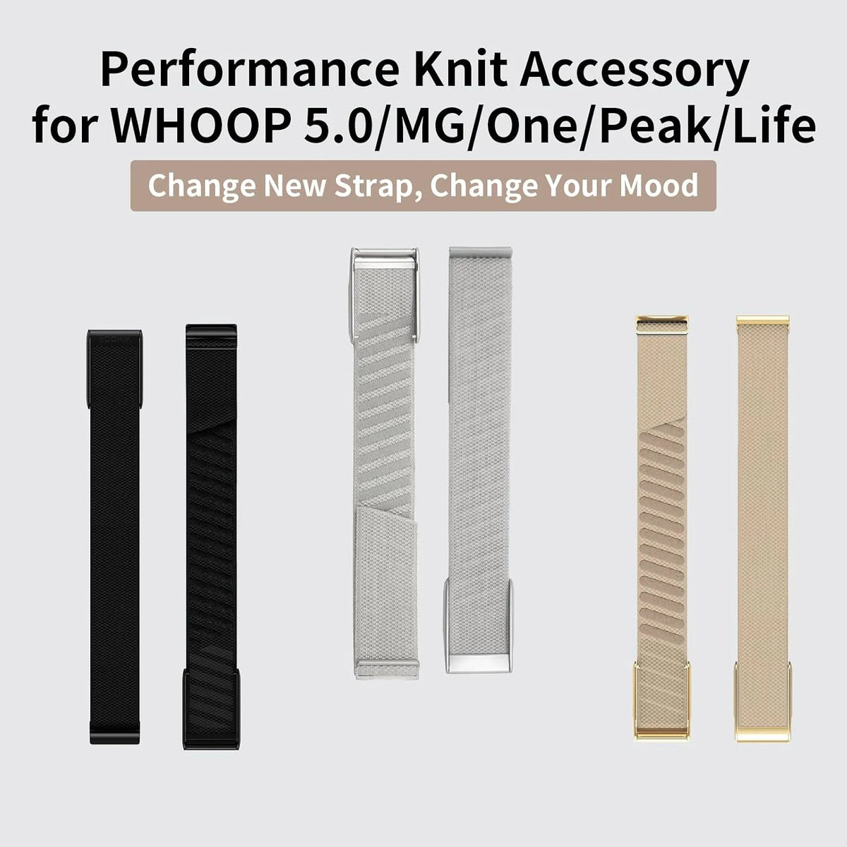 3 Pack Nylon SuperKnit Sport Bands Compatible with WHOOP 5.0/MG Band for Men Women - Soft, Breathable & Comfortable, Adjustable Replacement Wristbands Straps- Not Compatible with Gen 4