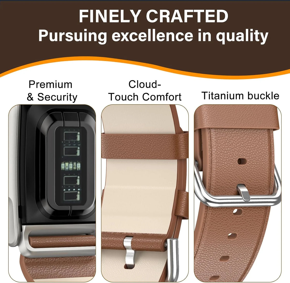 omee Leather Band Compatible with Whoop 5.0 Bands One, Peak and Life/MG