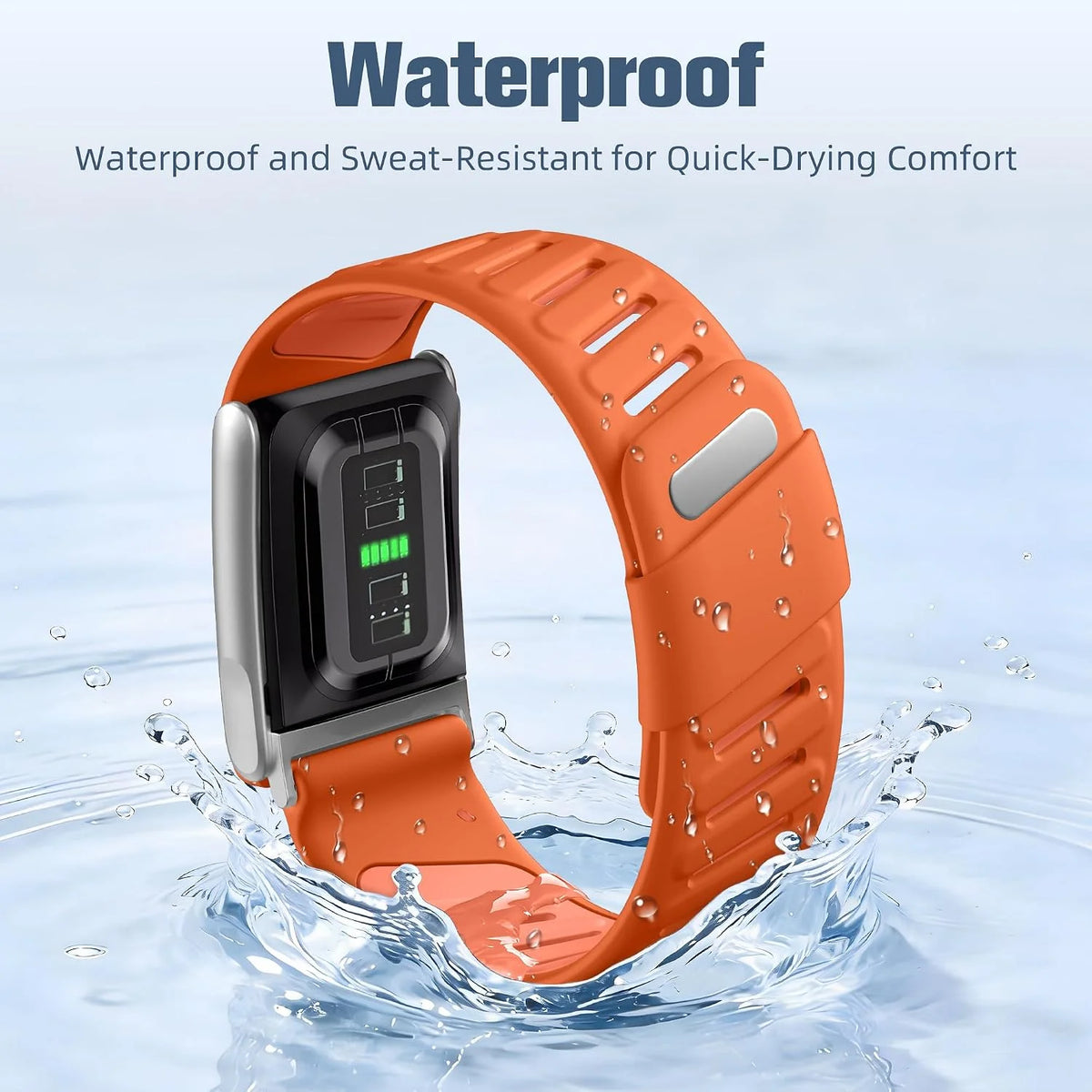 Sport Band Compatible with Whoop 5.0 Bands One, Peak and Life/MG, Breathable Waterproof Silicone Adjustable Replacement Accessories Strap for Whoop Band 5.0 Fitness Activity Tracker, OrangeCoral