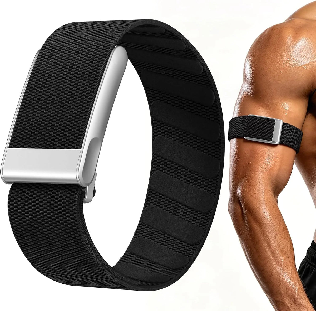 Getino Nylon Bicep Band Compatible with Whoop 5.0 Bands One, Peak and Life MG, Breathable Sport Adjustable Elastic Replacement Strap for Whoop Bicep Band 5.0 Fitness Activity Tracker, Black