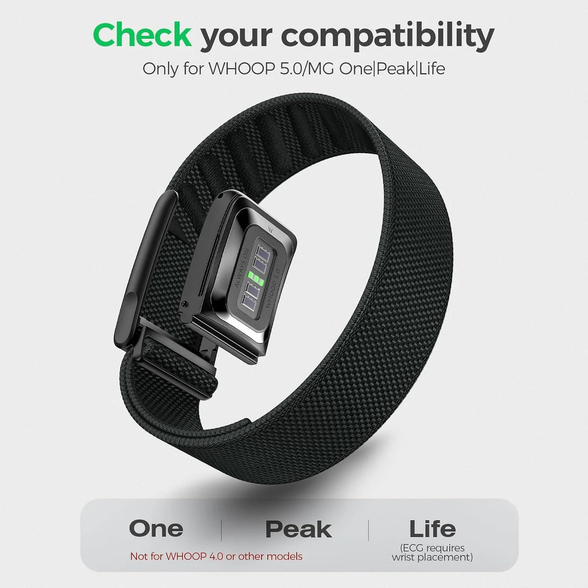 Tensea Stretchy Bicep Band Compatible with WHOOP 5.0/MG, One, Peak & Life